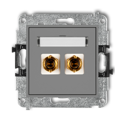 Karlik Mini Mechanizm gniazda głośnikowego pojedynczego (typu banan- czerwony i czarny, pozłacany, 4 MM2, skręcany), szary mat