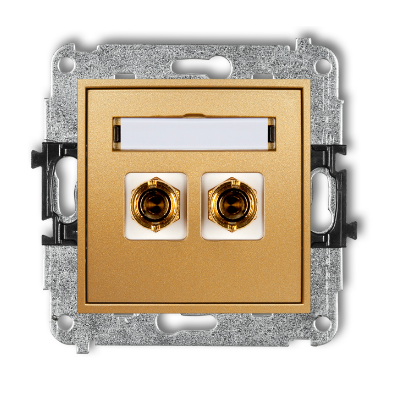 Karlik Mini Mechanizm gniazda głośnikowego pojedynczego (typu banan- czerwony i czarny, pozłacany, 4 MM2, skręcany), złoty