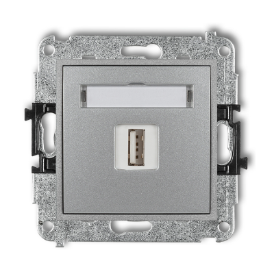 Karlik Mini Mechanizm ładowarki USB pojedynczej, 5V,1A, srebrny metalik