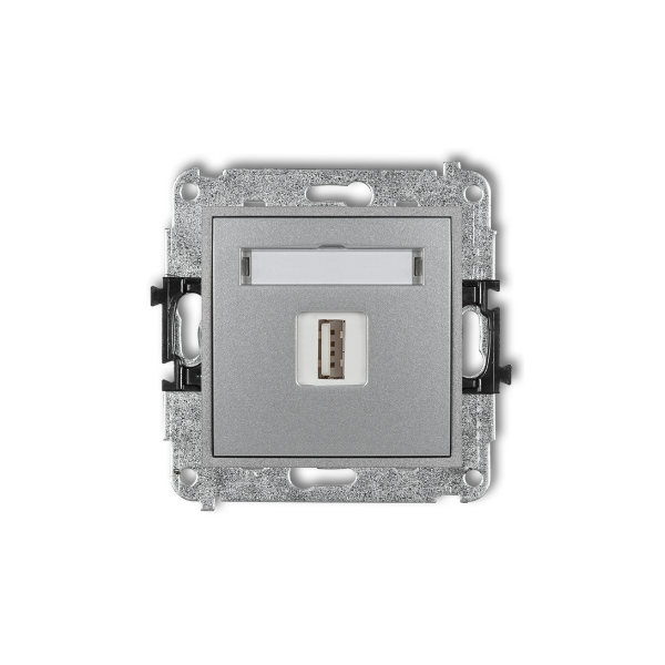 Karlik Mini Mechanizm ładowarki USB pojedynczej, 5V,1A, srebrny metalik