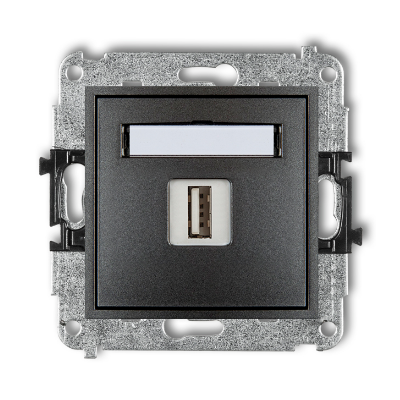 Karlik Mini Mechanizm ładowarki USB pojedynczej, 5V,1A, grafitowy