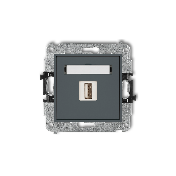 Karlik Mini Mechanizm ładowarki USB pojedynczej, 5V,1A, grafitowy mat