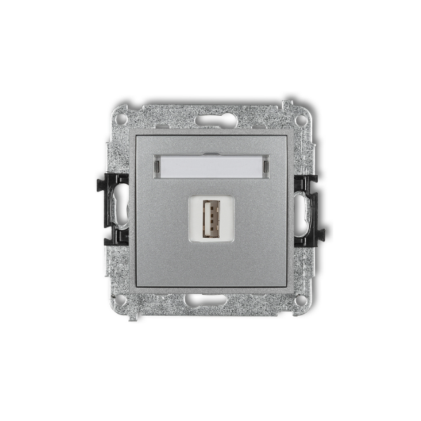 Karlik Mini Mechanizm ładowarki USB pojedynczej, 5V, 2A, srebrny metalik