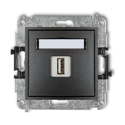 Karlik Mini Mechanizm ładowarki USB pojedynczej, 5V, 2A, grafitowy