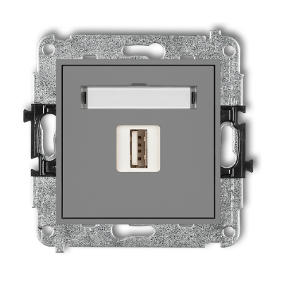 Karlik Mini Mechanizm ładowarki USB pojedynczej, 5V, 2A, szary mat
