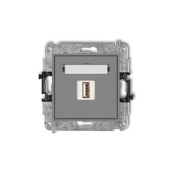 Karlik Mini Mechanizm ładowarki USB pojedynczej, 5V, 2A, szary mat