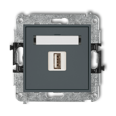 Karlik Mini Mechanizm ładowarki USB pojedynczej, 5V, 2A, grafitowy mat