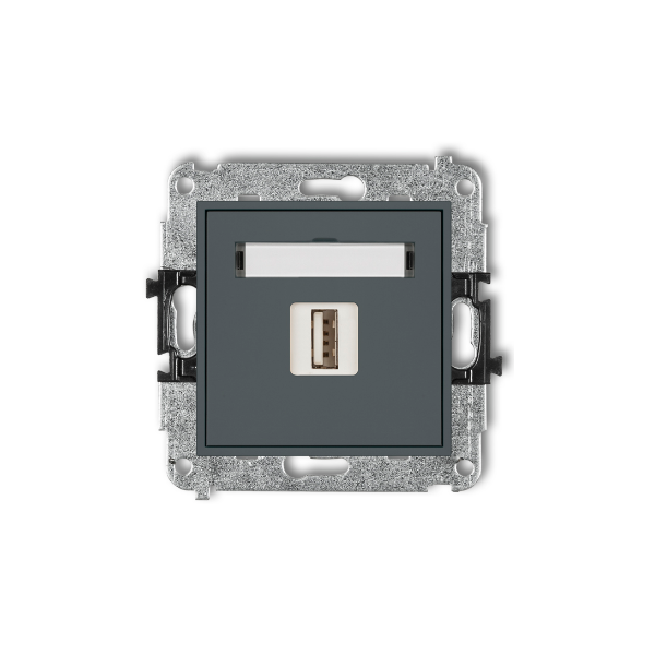 Karlik Mini Mechanizm ładowarki USB pojedynczej, 5V, 2A, grafitowy mat