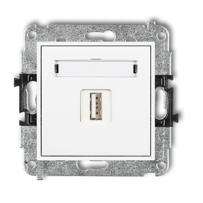 Karlik Mini Mechanizm gniazda pojedynczego USB-AA 2.0, biały
