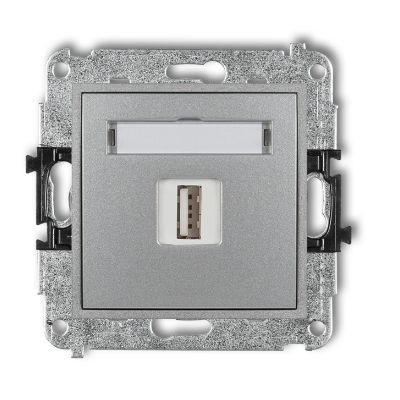Karlik Mini Mechanizm gniazda pojedynczego USB-AA 2.0, srebrny metalik