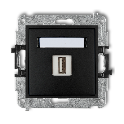 Karlik Mini Mechanizm gniazda pojedynczego USB-AA 2.0, czarny mat