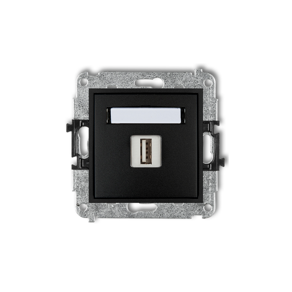 Karlik Mini Mechanizm gniazda pojedynczego USB-AA 2.0, czarny mat