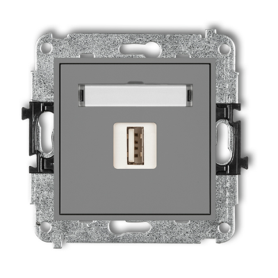 Karlik Mini Mechanizm gniazda pojedynczego USB-AA 2.0, szary mat
