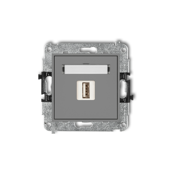 Karlik Mini Mechanizm gniazda pojedynczego USB-AA 2.0, szary mat
