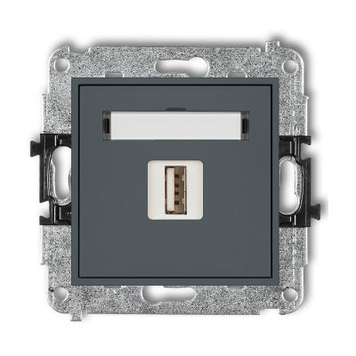 Karlik Mini Mechanizm gniazda pojedynczego USB-AA 2.0, grafitowy mat