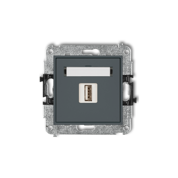 Karlik Mini Mechanizm gniazda pojedynczego USB-AA 2.0, grafitowy mat