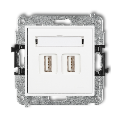 Karlik Mini Mechanizm gniazda podwójnego 2XUSB-AA 2.0, biały