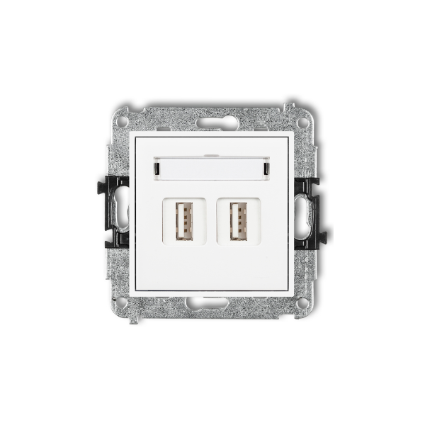 Karlik Mini Mechanizm gniazda podwójnego 2XUSB-AA 2.0, biały