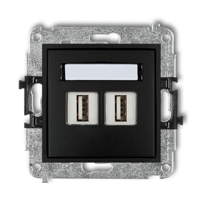 Karlik Mini Mechanizm gniazda podwójnego 2XUSB-AA 2.0, czarny mat