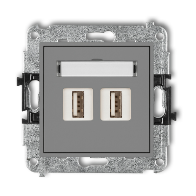 Karlik Mini Mechanizm gniazda podwójnego 2XUSB-AA 2.0, szary mat