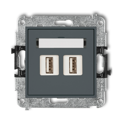 Karlik Mini Mechanizm gniazda podwójnego 2XUSB-AA 2.0, grafitowy mat