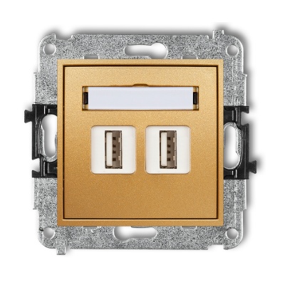 Karlik Mini Mechanizm gniazda podwójnego 2XUSB-AA 2.0, złoty