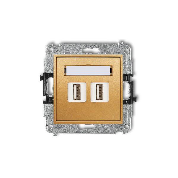 Karlik Mini Mechanizm gniazda podwójnego 2XUSB-AA 2.0, złoty