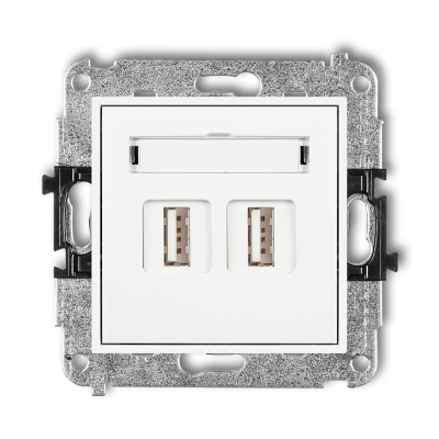 Karlik Mini Mechanizm gniazda podwójnego 2XUSB-AA 3.0, biały