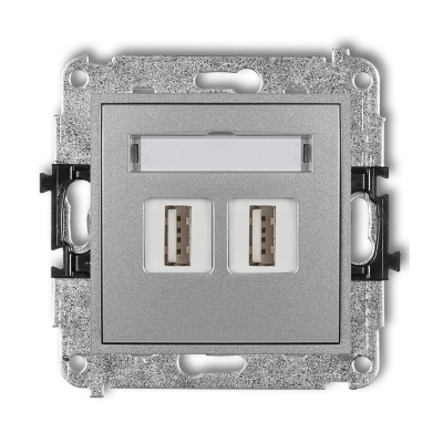 Karlik Mini Mechanizm gniazda podwójnego 2XUSB-AA 3.0, srebrny metalik