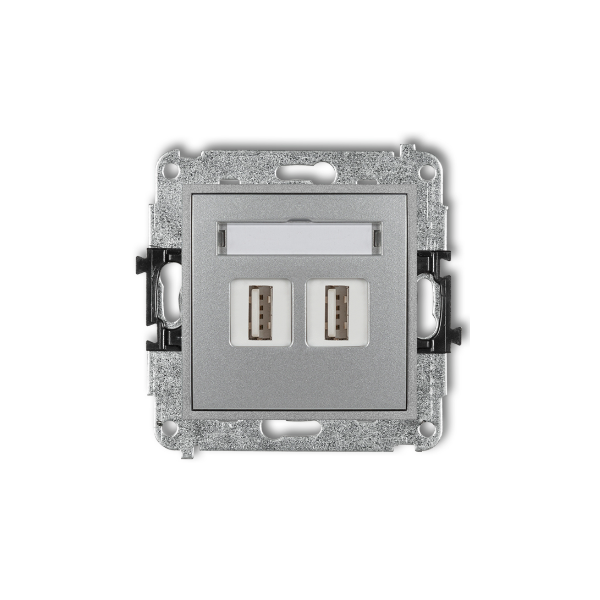 Karlik Mini Mechanizm gniazda podwójnego 2XUSB-AA 3.0, srebrny metalik
