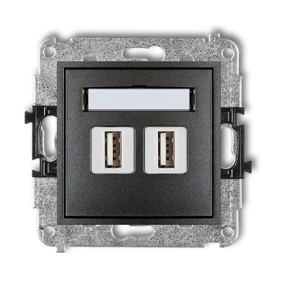 Karlik Mini Mechanizm gniazda podwójnego 2XUSB-AA 3.0, grafitowy