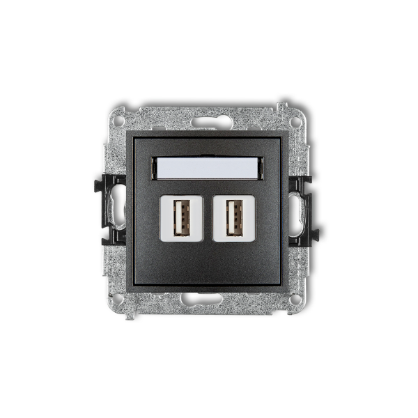 Karlik Mini Mechanizm gniazda podwójnego 2XUSB-AA 3.0, grafitowy
