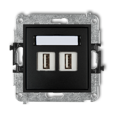 Karlik Mini Mechanizm gniazda podwójnego 2XUSB-AA 3.0, czarny mat