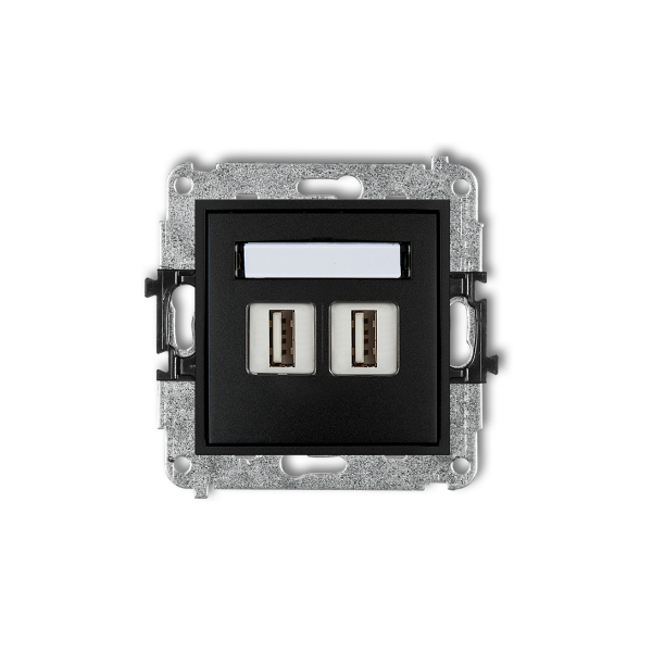 Karlik Mini Mechanizm gniazda podwójnego 2XUSB-AA 3.0, czarny mat