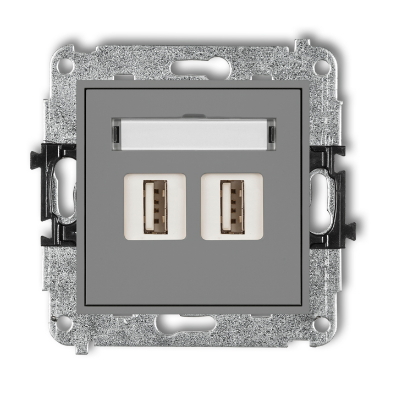 Karlik Mini Mechanizm gniazda podwójnego 2XUSB-AA 3.0, szary mat