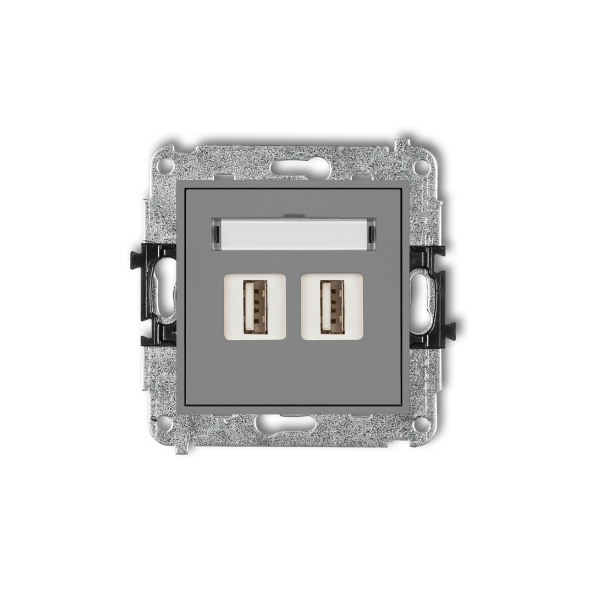 Karlik Mini Mechanizm gniazda podwójnego 2XUSB-AA 3.0, szary mat