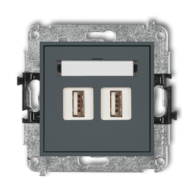 Karlik Mini Mechanizm gniazda podwójnego 2XUSB-AA 3.0, grafitowy mat