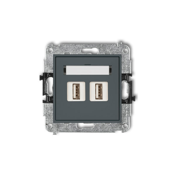 Karlik Mini Mechanizm gniazda podwójnego 2XUSB-AA 3.0, grafitowy mat