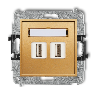 Karlik Mini Mechanizm gniazda podwójnego 2XUSB-AA 3.0, złoty