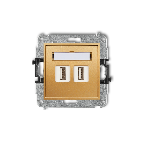 Karlik Mini Mechanizm gniazda podwójnego 2XUSB-AA 3.0, złoty