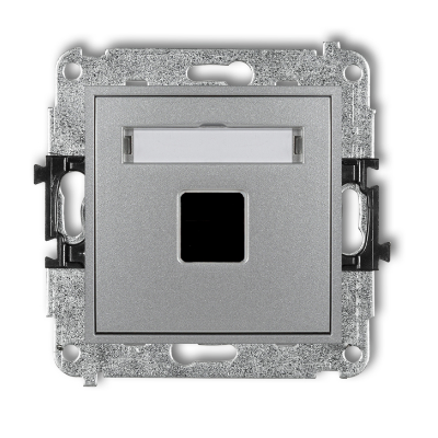 Karlik Mini Mechanizm gniazda multimedialnego pojedynczego bez modułu (standard KEYSTONE), srebrny metalik