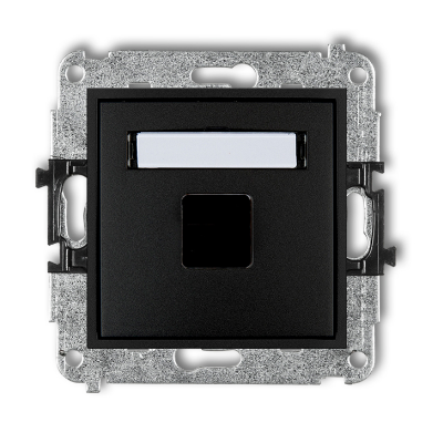 Karlik Mini Mechanizm gniazda multimedialnego pojedynczego bez modułu (standard KEYSTONE), czarny mat
