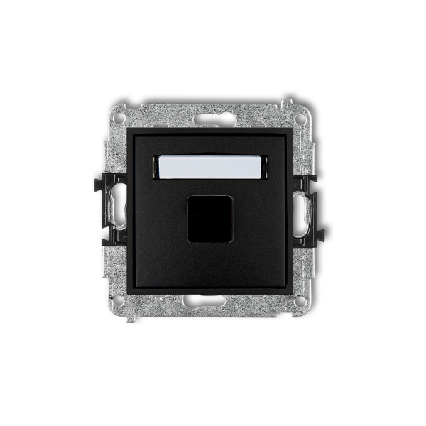 Karlik Mini Mechanizm gniazda multimedialnego pojedynczego bez modułu (standard KEYSTONE), czarny mat