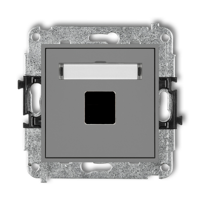 Karlik Mini Mechanizm gniazda multimedialnego pojedynczego bez modułu (standard KEYSTONE), szary mat