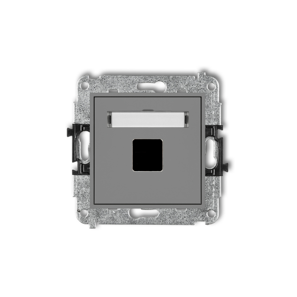 Karlik Mini Mechanizm gniazda multimedialnego pojedynczego bez modułu (standard KEYSTONE), szary mat