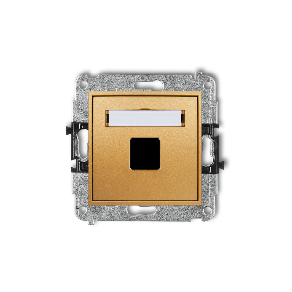 Karlik Mini Mechanizm gniazda multimedialnego pojedynczego bez modułu (standard KEYSTONE), złoty