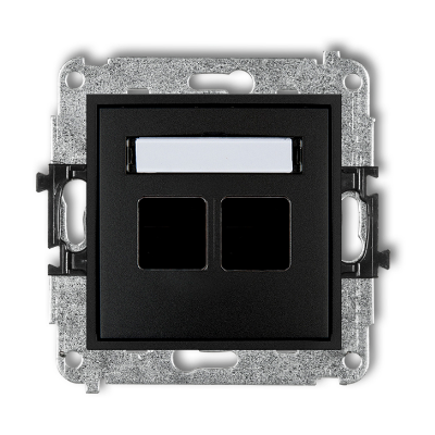 Karlik Mini Mechanizm gniazda multimedialnego podwójnego bez modułu (standard KEYSTONE), czarny mat