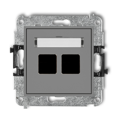 Karlik Mini Mechanizm gniazda multimedialnego podwójnego bez modułu (standard KEYSTONE), szary mat