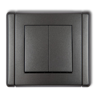 Karlik Flexi Łącznik zwierny, świecznikowy (dwa klawisze bez piktogramów, wspólne zasilanie), grafitowy
