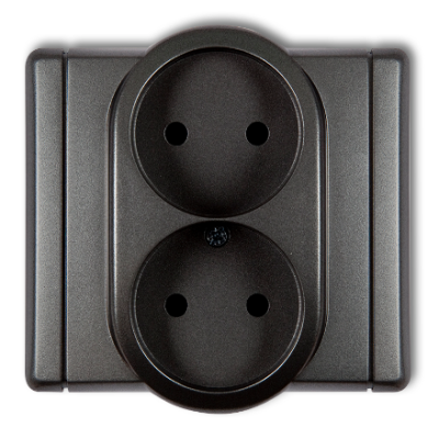 Karlik Flexi Gniazdo podwójne bez uziemienia 2X2P (przesłony torów prądowych), grafitowy